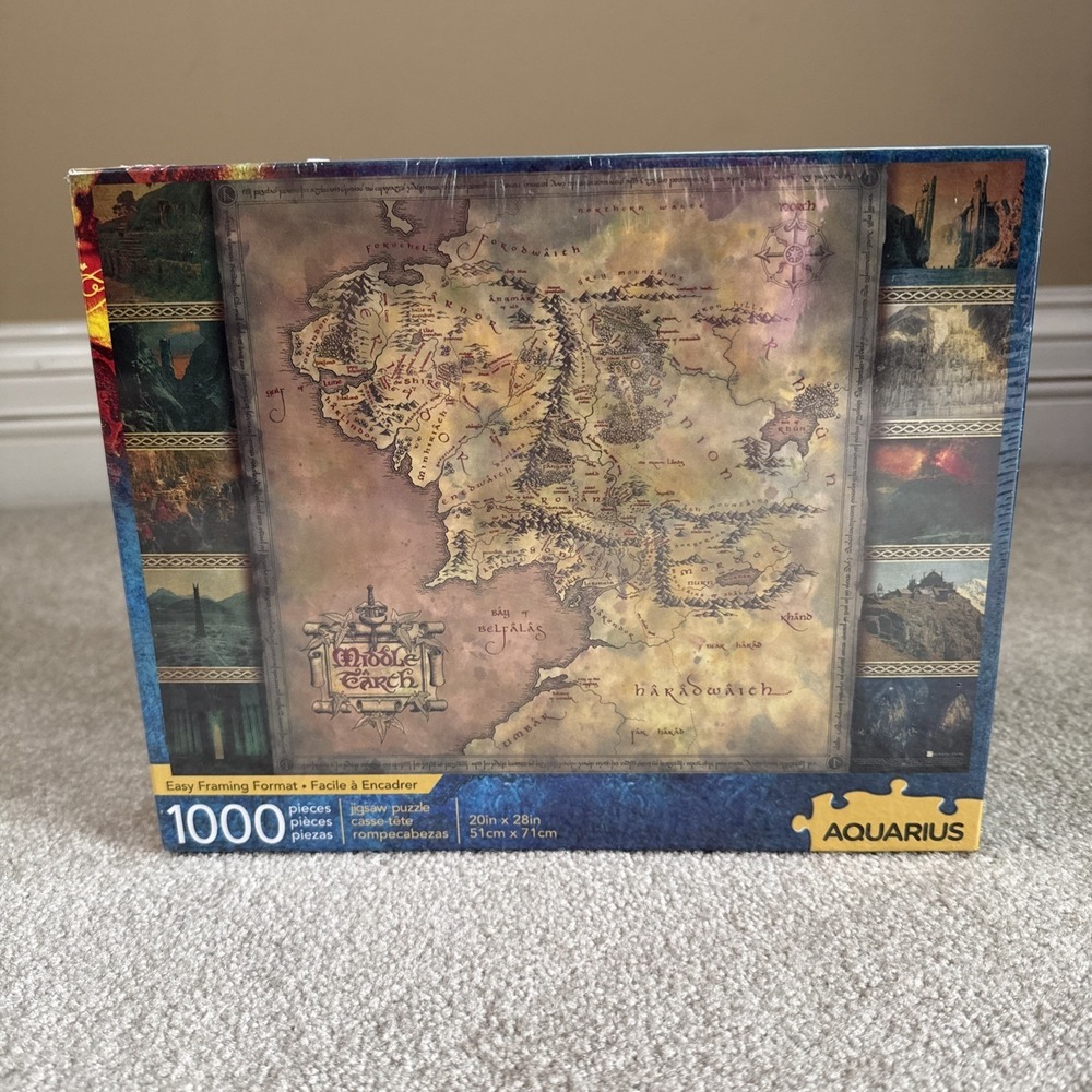 Aquarius Lord of The Rings 1000 Piece Middle Earth Map Jigsaw Puzzle New Sealed